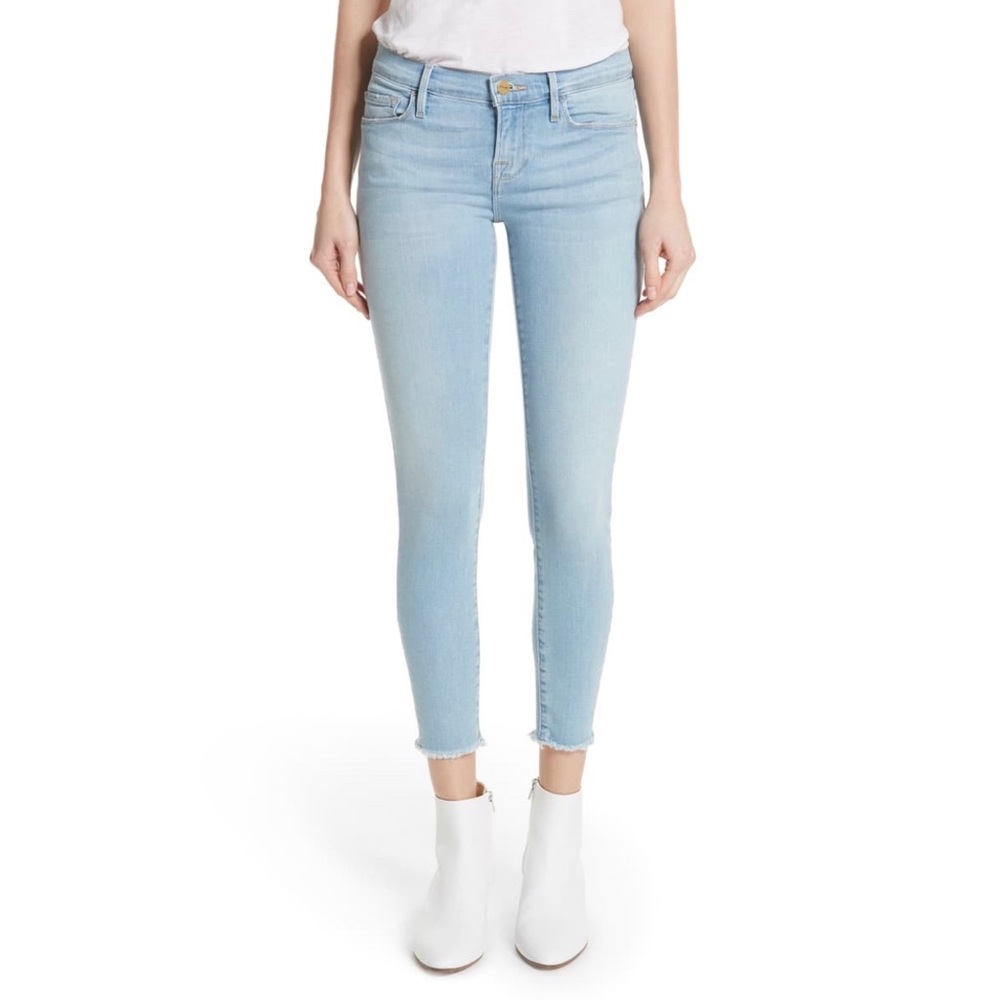 FRAME Denim Skinny de Jeanne Raw Hem Crop Jeans